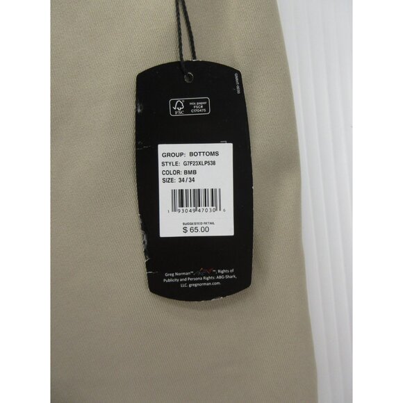 Greg Norman Pants 34X34 Tan Performance Golf Chino Trousers Shark NEW - Picture 8 of 12